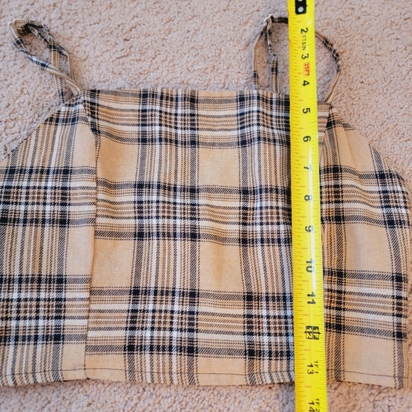NWT Zaful Tan Plaid 2 Piece Skirt Set L - Picture 7 of 13